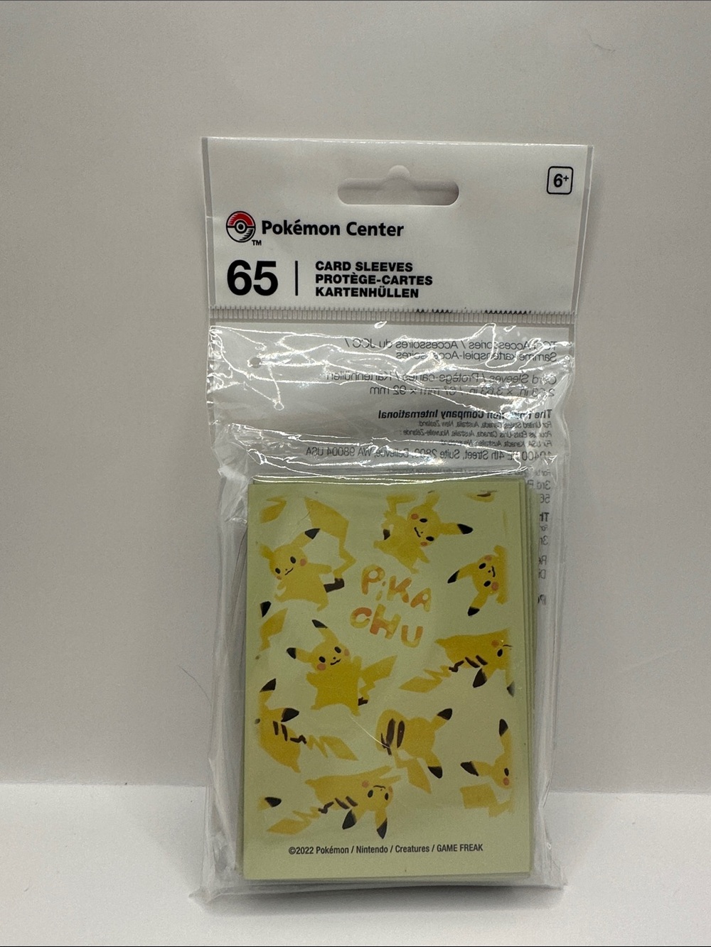 Pokémon Center Pikachu Card Sleeves - Yellow Pikachu Design, 65ct